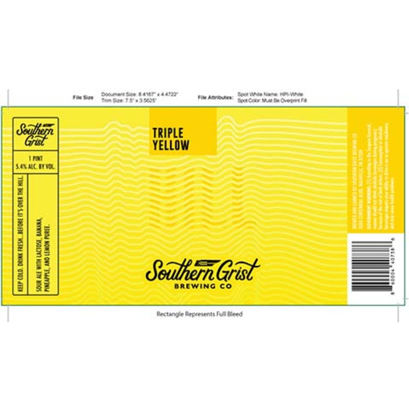 Southern Grist Triple Yellow Sour Ale 16OZ SINGLE CAN