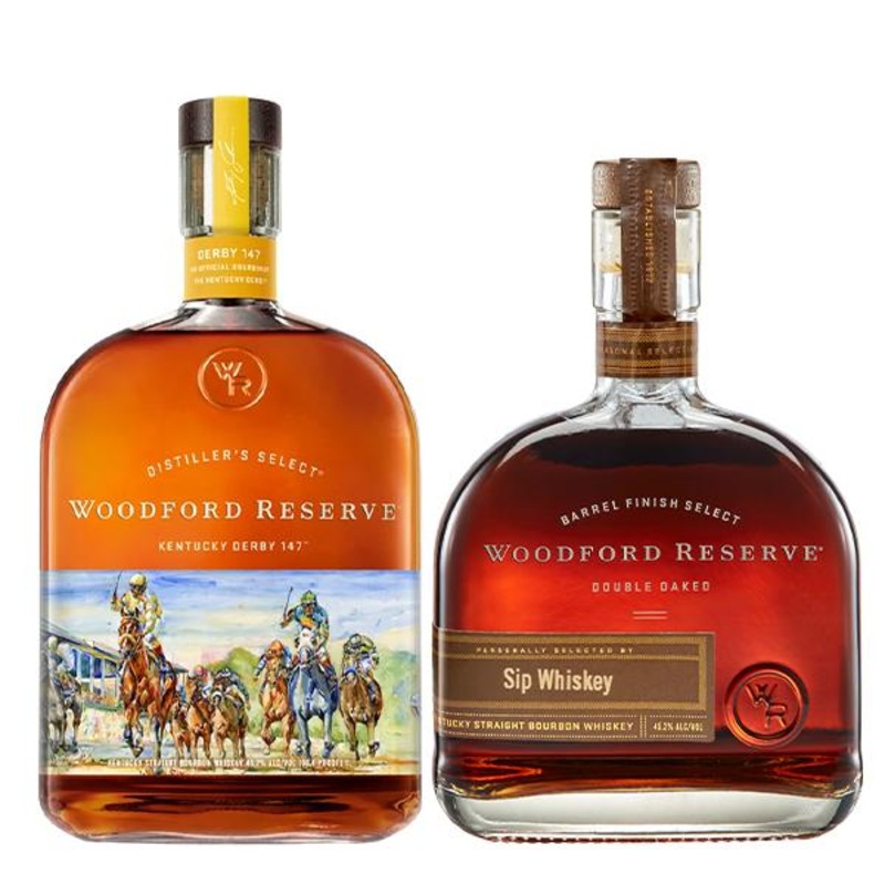 Woodford Reserve Double Oaked Sip Whiskey Personal Selection + Woodford Reserve Kentucky Derby 2021 1 Liter