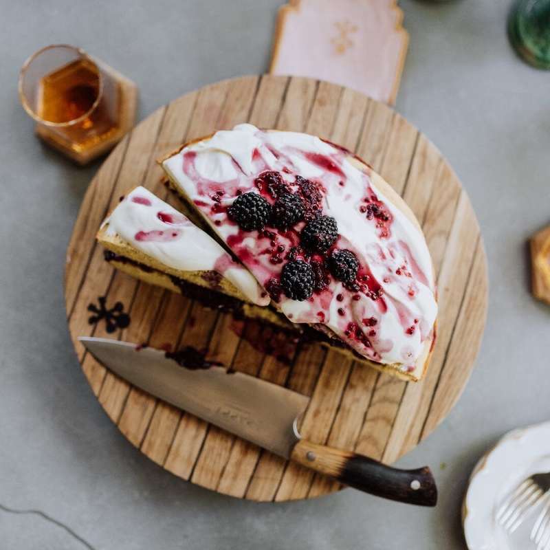 Bourbon Barrel Stave Cutting Board: Round