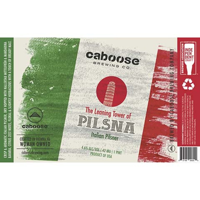 Caboose The Leaning Tower Of Pilsna Pilsner 16OZ SINGLE CAN