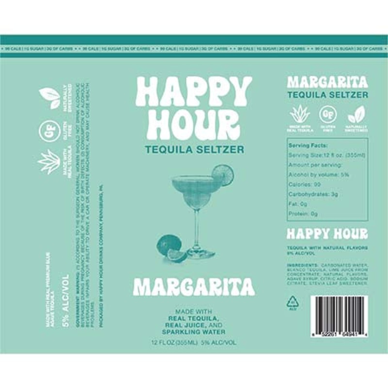 Happy Hour Margarita Tequila Seltzer 12OZ SINGLE CAN