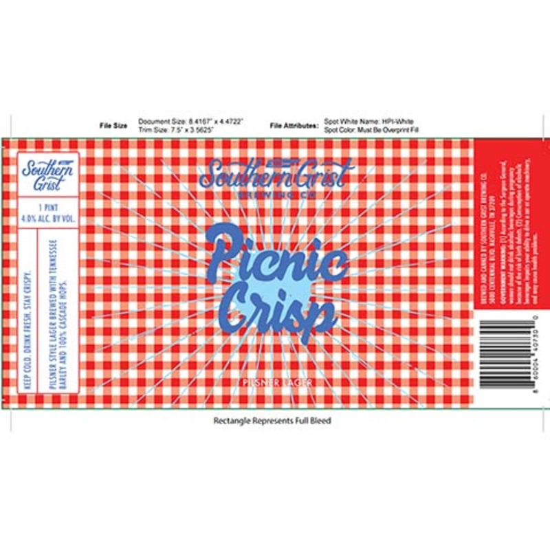 Southern Grist Picnic Crisp Pilsner 16OZ SINGLE CAN