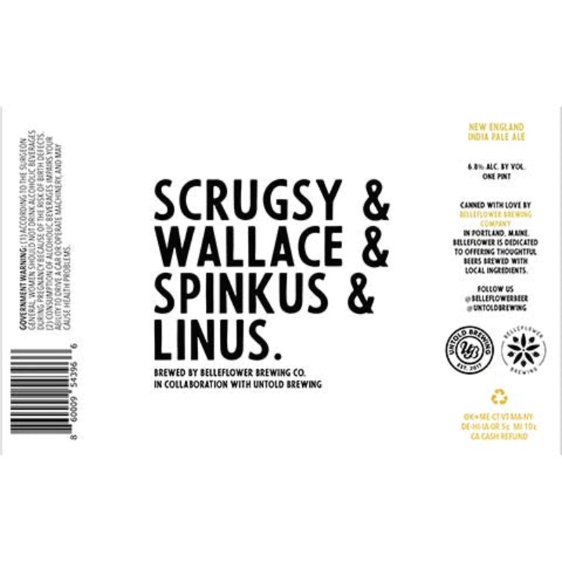 Belleflower Scrugsy & Wallace & Spinkus & Linus New England IPA 16OZ SINGLE CAN