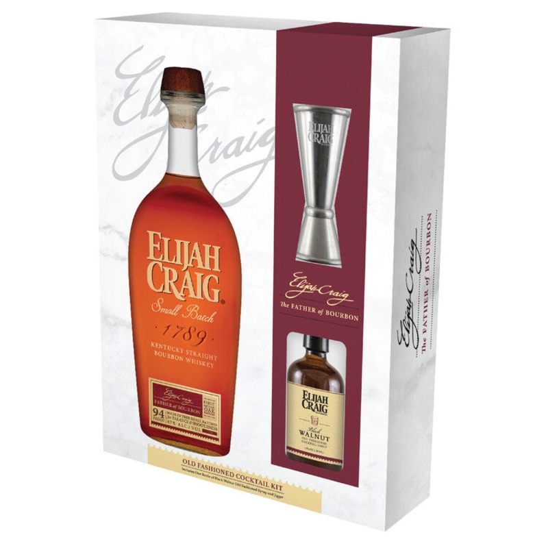 ELIJAH CRAIG STRAIGHT BOURBON SMALL BATCH 94 W/ EC JIGGER & GENT’S OLD FASHIONED COCKAIL SYRUP 750ML 750ML
