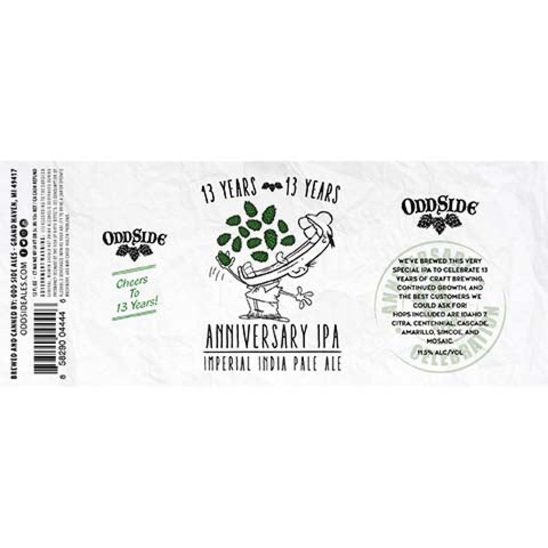 Odd Side Ales Anniversary Imperial IPA 12OZ SINGLE CAN