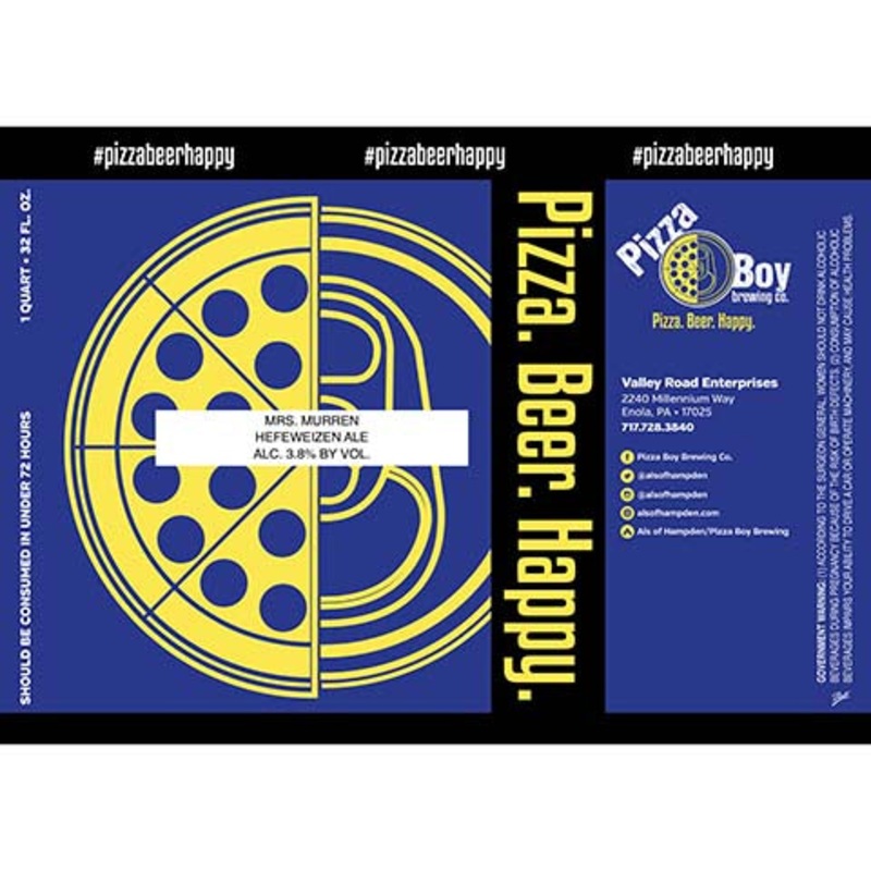 Pizza Boy Mrs. Murren Hefeweizen Ale 32OZ SINGLE BTL