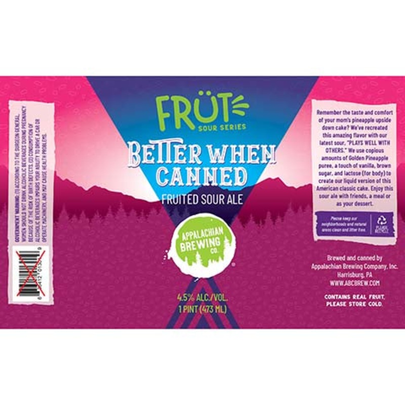 Appalachian Better When Canned Fruited Sour Ale 16OZ SINGLE CAN