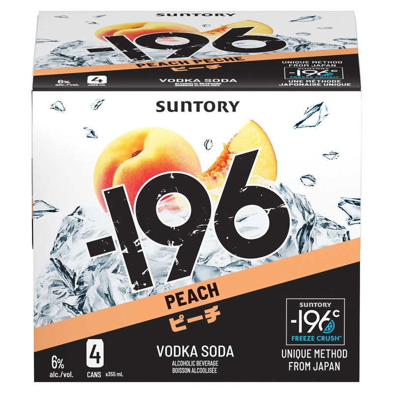 SUNTORY -196 PEACH VODKA SODA 355ML 4PK CAN @ Signal Hill [1056158] 1420 ml