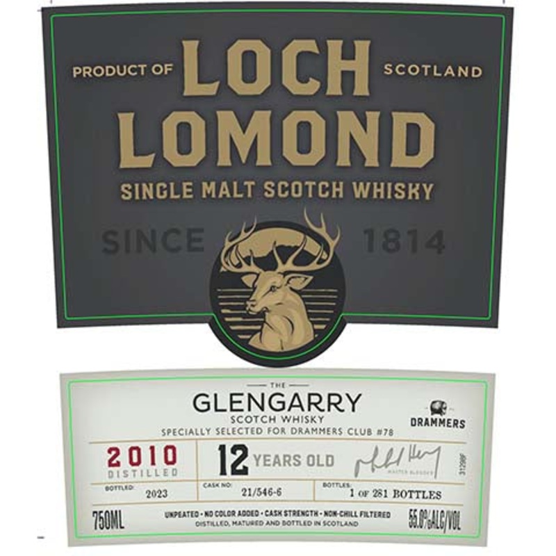 Loch Lomond Glengarry Cask No. 21/546-6 12-Year-Old Single Malt Scotch Whisky 750ML BTL