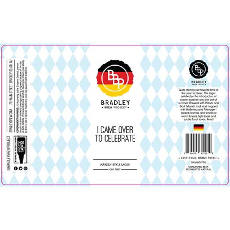 Bradley Brew I Came Over To Celebrate Marzen Lager 16OZ SINGLE CAN