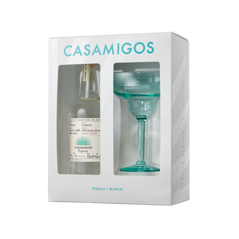 CASAMIGOS TEQUILA BLANCO 80 W/ MARGARITA GLASS 750ML 750ML