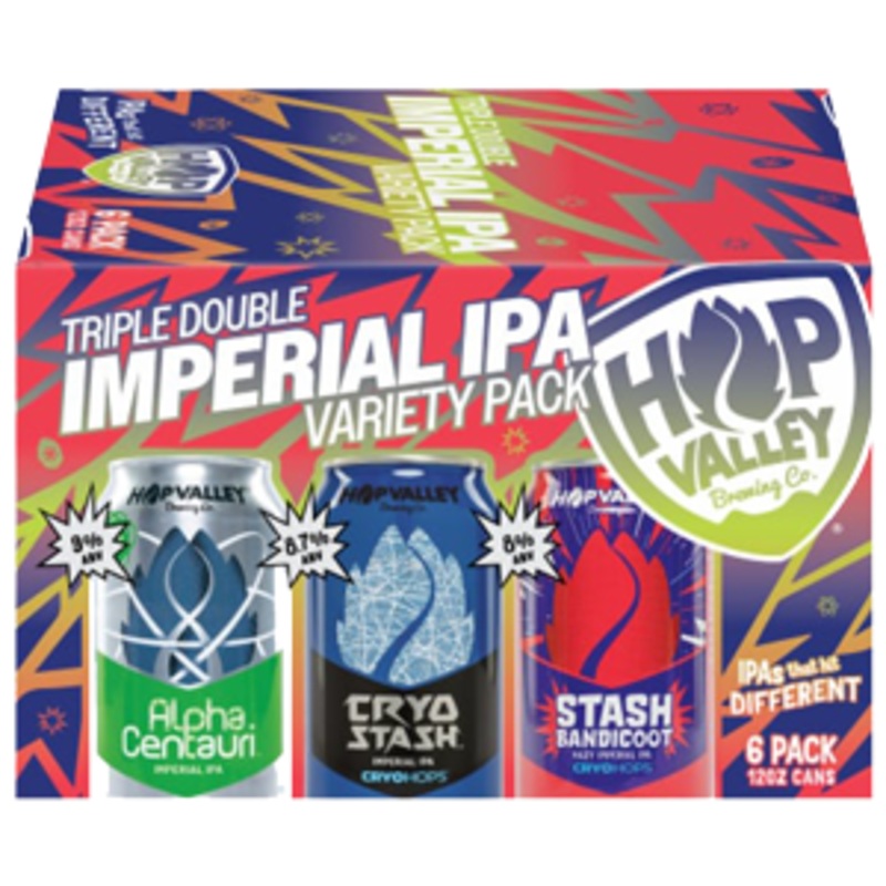 Hop Valley Triple Double Imperial IPA Variety Pack 24 – 12oz Cans, 6 Pack