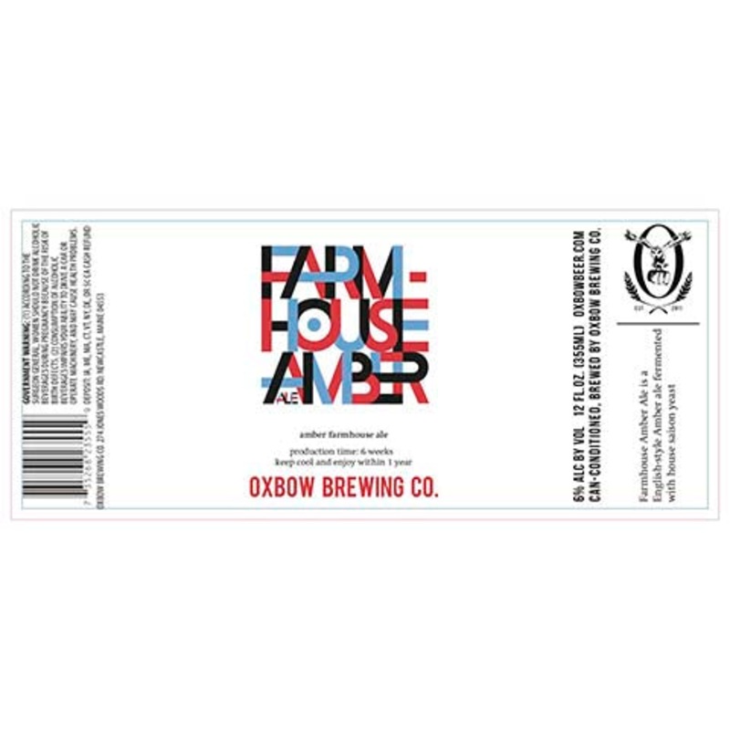 Oxbow Farmhouse Amber Ale 12OZ SINGLE CAN