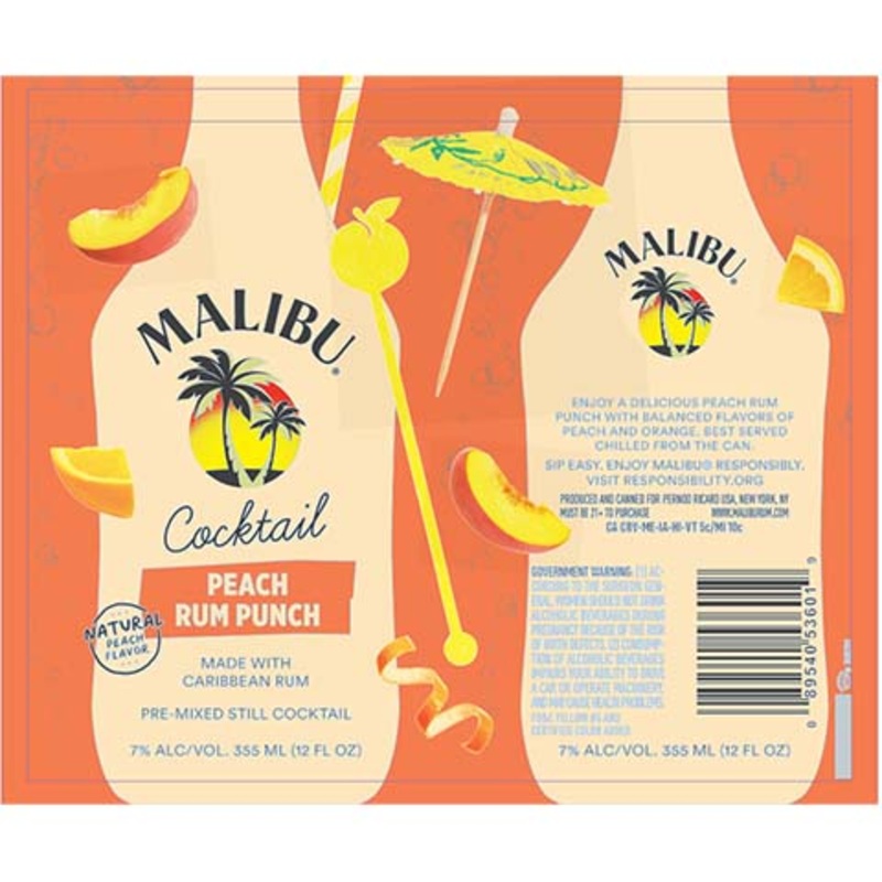 Malibu Peach Rum Punch 12OZ SINGLE CAN