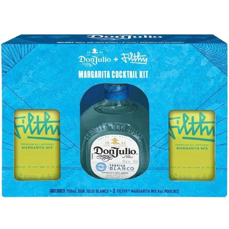 Don Julio Blanco Tequila + 2 Filthy Margarita Mix Gift Set Pack 750ML BTL + 8OZ 2PK BTL