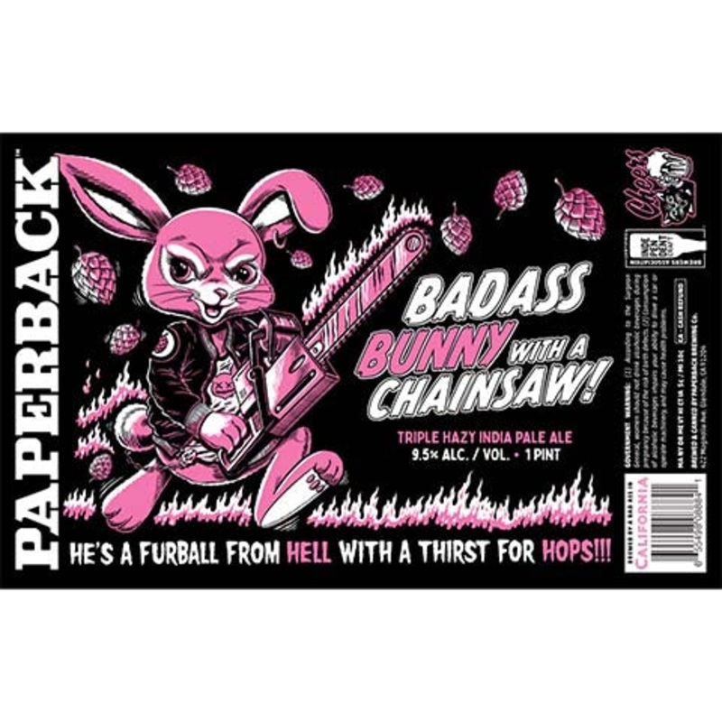 Paperback Badass Bunny With A Chainsaw Triple Hazy IPA 16OZ SINGLE CAN