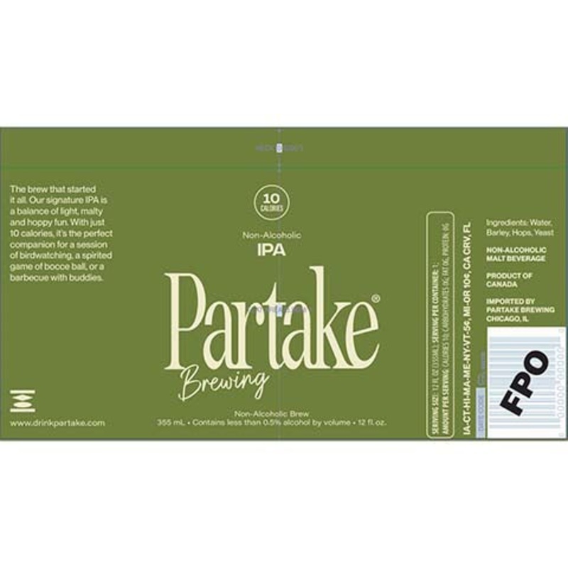 Partake IPA (Non-Alcoholic) 12OZ SINGLE CAN
