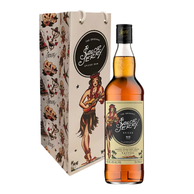Sailor Jerry Spiced Rum 700ml with Sailor Jerry Gift Bag