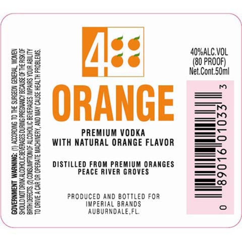 4 Orange Premium Vodka 50ML BTL