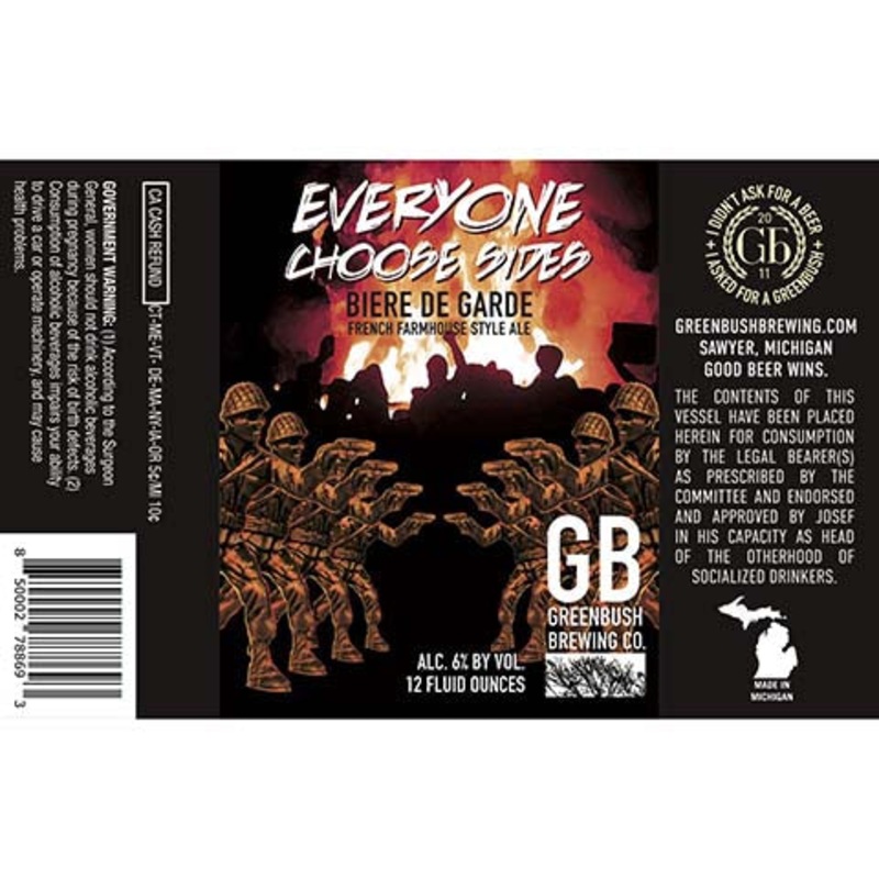 Greenbush Everyone Choose Sides French Farmhouse Style Ale 12OZ SINGLE CAN
