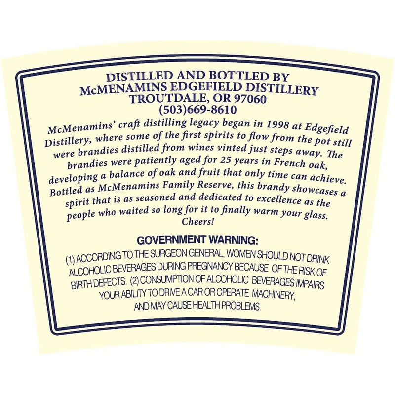 McMenamins Family Reserve 25-Year-Old Brandy (750ml)