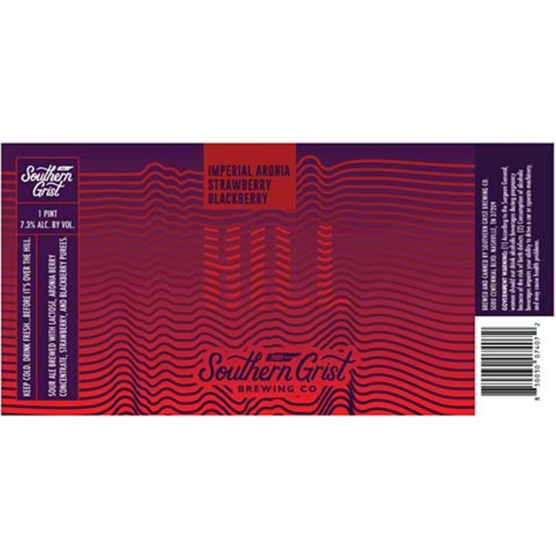 Southern Grist Imperial Aronia Strawberry Blackberry Hill Sour Ale 16OZ SINGLE CAN