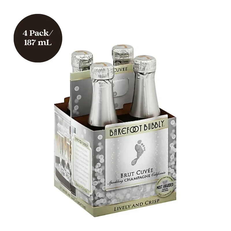 Barefoot Bubbly Brut Cuvee Sparkling Wine 187mL 4pk Mini Bottles