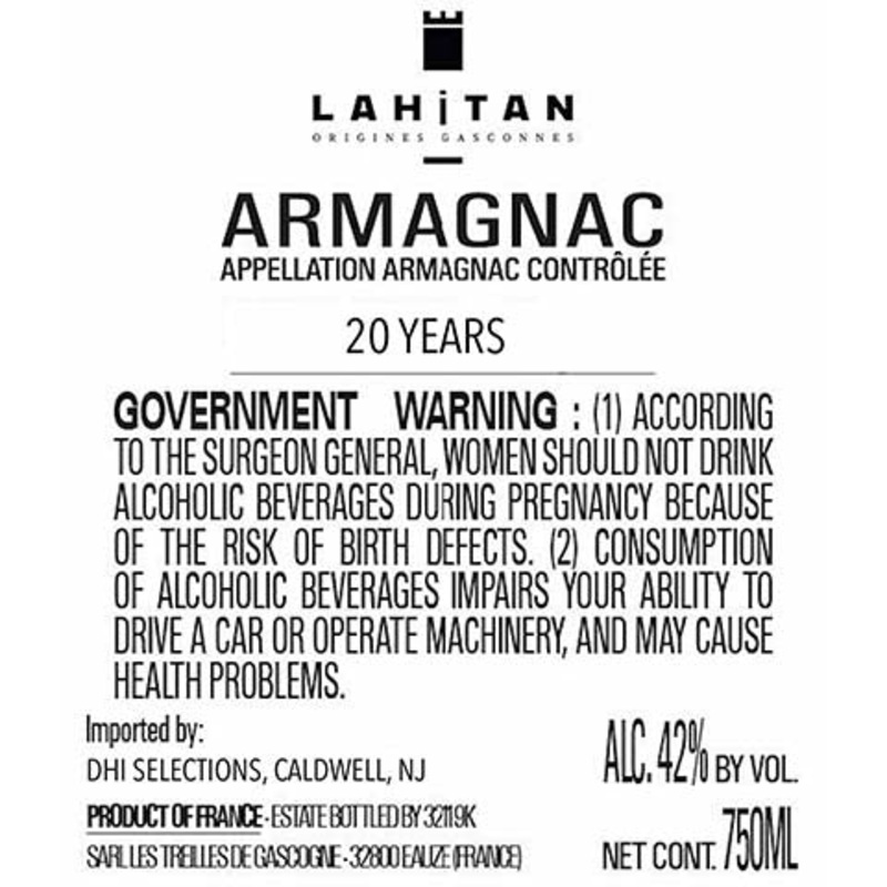 Lahitan 20 Years Armagnac 750ML BTL