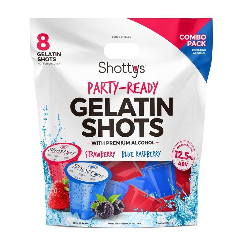 Shottys Strawberry/Blue Raspberry Gelatin Shots (8 shots)