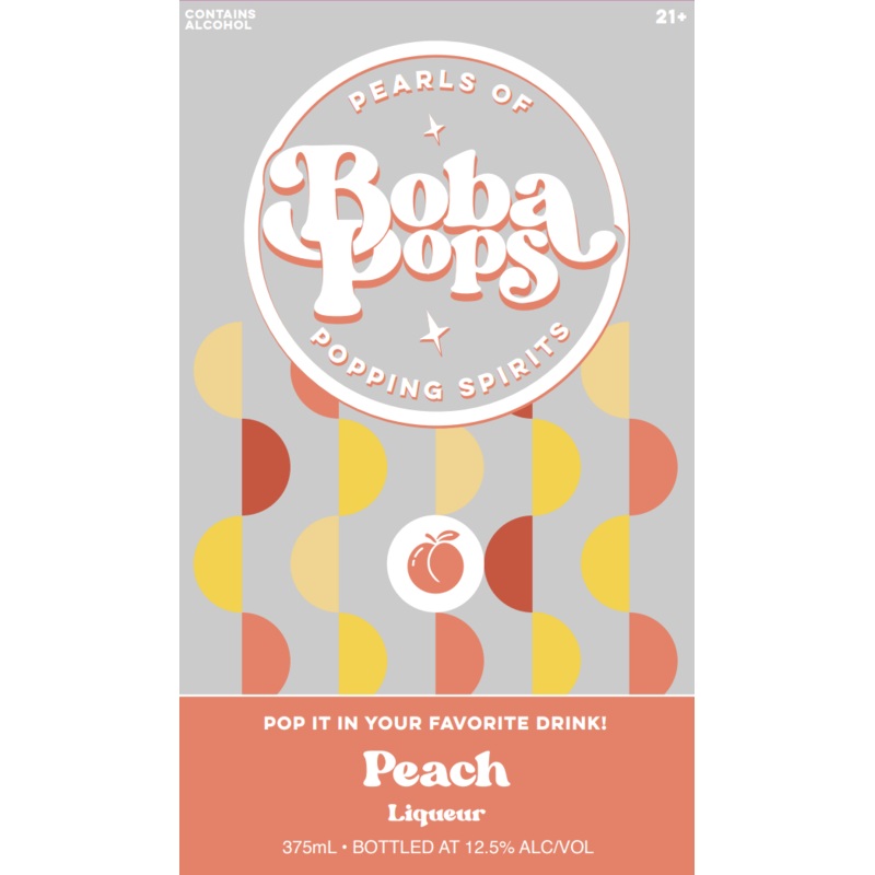 Boba Pops Peach Liqueur Pearls of Popping Spirits 375mL