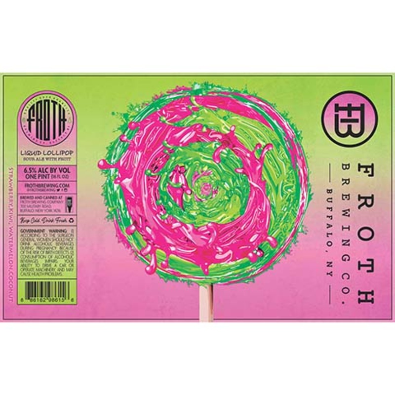 Froth Liquid Lollipop Sour Ale (Strawberry, Kiwi, Watermelon, Coconut) 16OZ SINGLE CAN