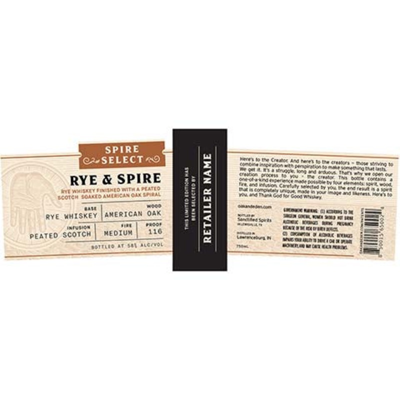 Rye & Spire| Spire Select Peated Scotch Infused American Oak 750ML BTL