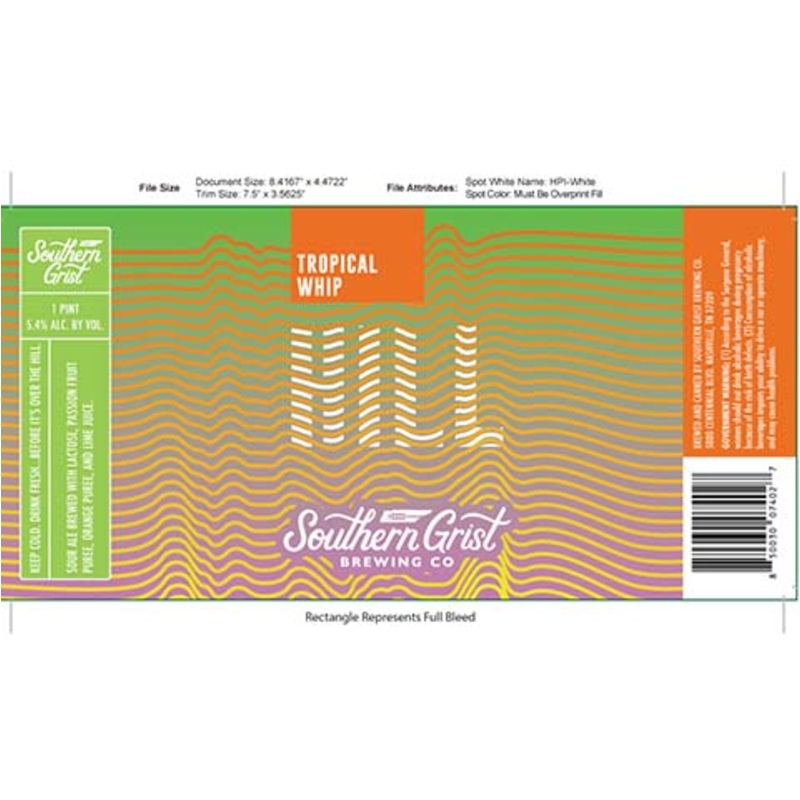 Southern Grist Tropical Whip Hill Sour Ale 16OZ SINGLE CAN